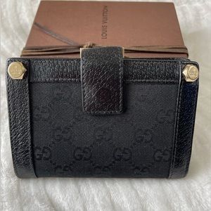 GUCCI GG compact  FRENCH canvas/leather wallet
